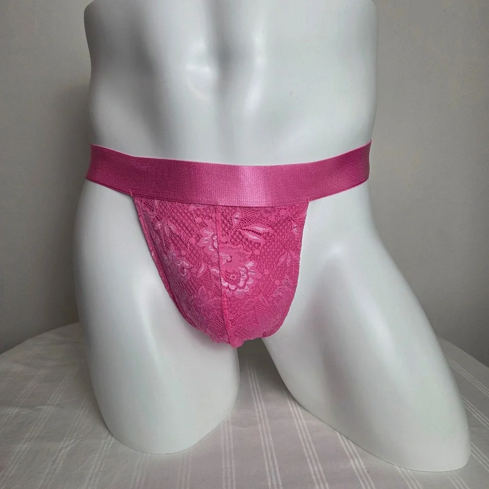 Cosabella Luxury Italian Men's Pink Lace Jock‎ Strap Designer Underwear Size M
